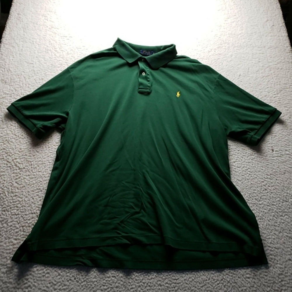 Polo Ralph Lauren Polo Shirt Mens Big 3X Green Solid Short Sleeve Knit Top